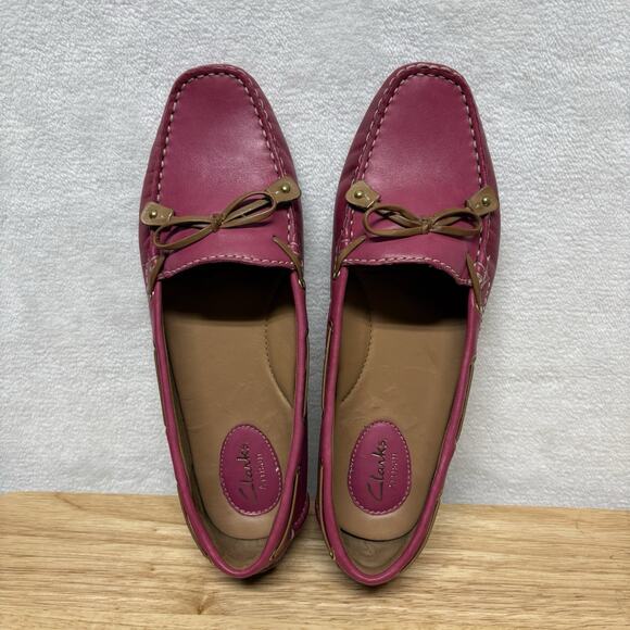 Clarks Dunbar Racer Driving Loafers Moccasin Slip On Shoes Fuchsia Pink Size 8.5 - Picture 10 of 13